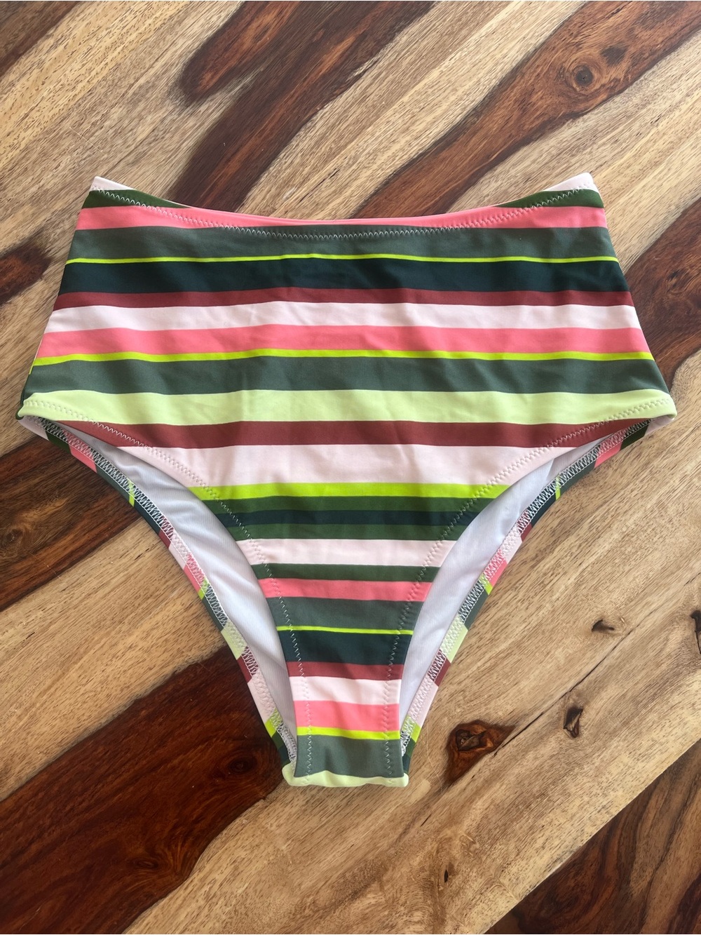 Aerie Retro Striped High Waisted High Cut Swim Bikini Bottoms